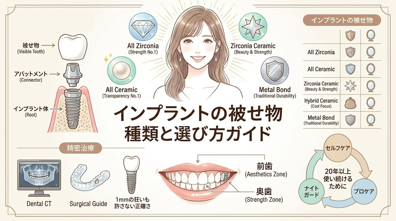 インプラントの被せ物にはどんな素材がある？種類や選び方を解説