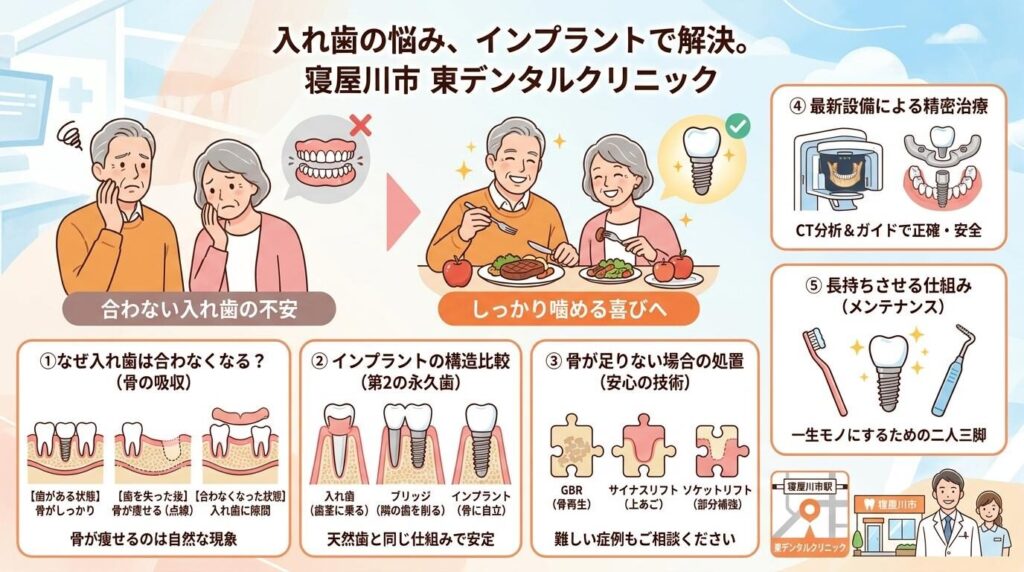 入れ歯が合わないとお悩みの方へ！インプラントで快適な食事を