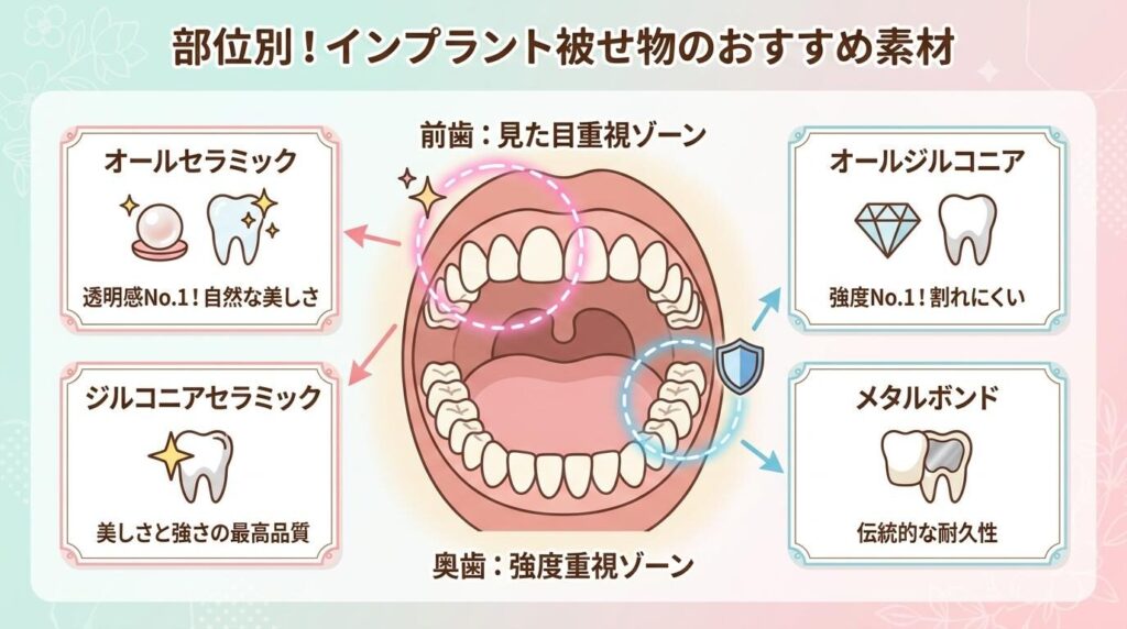 【部位別】インプラントの被せ物素材の選び方