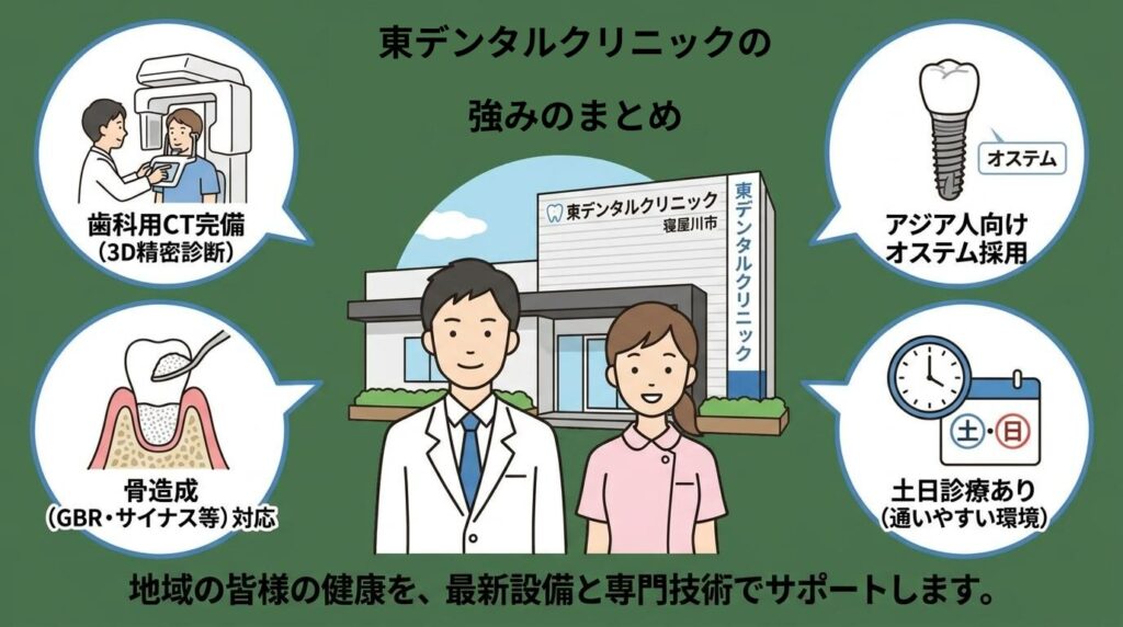 寝屋川市「東デンタルクリニック」のインプラント治療と充実のアフターケア