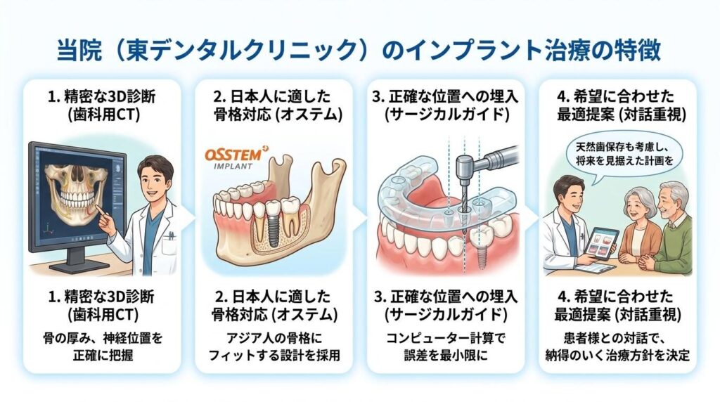 当院（東デンタルクリニック）のインプラント治療の特徴