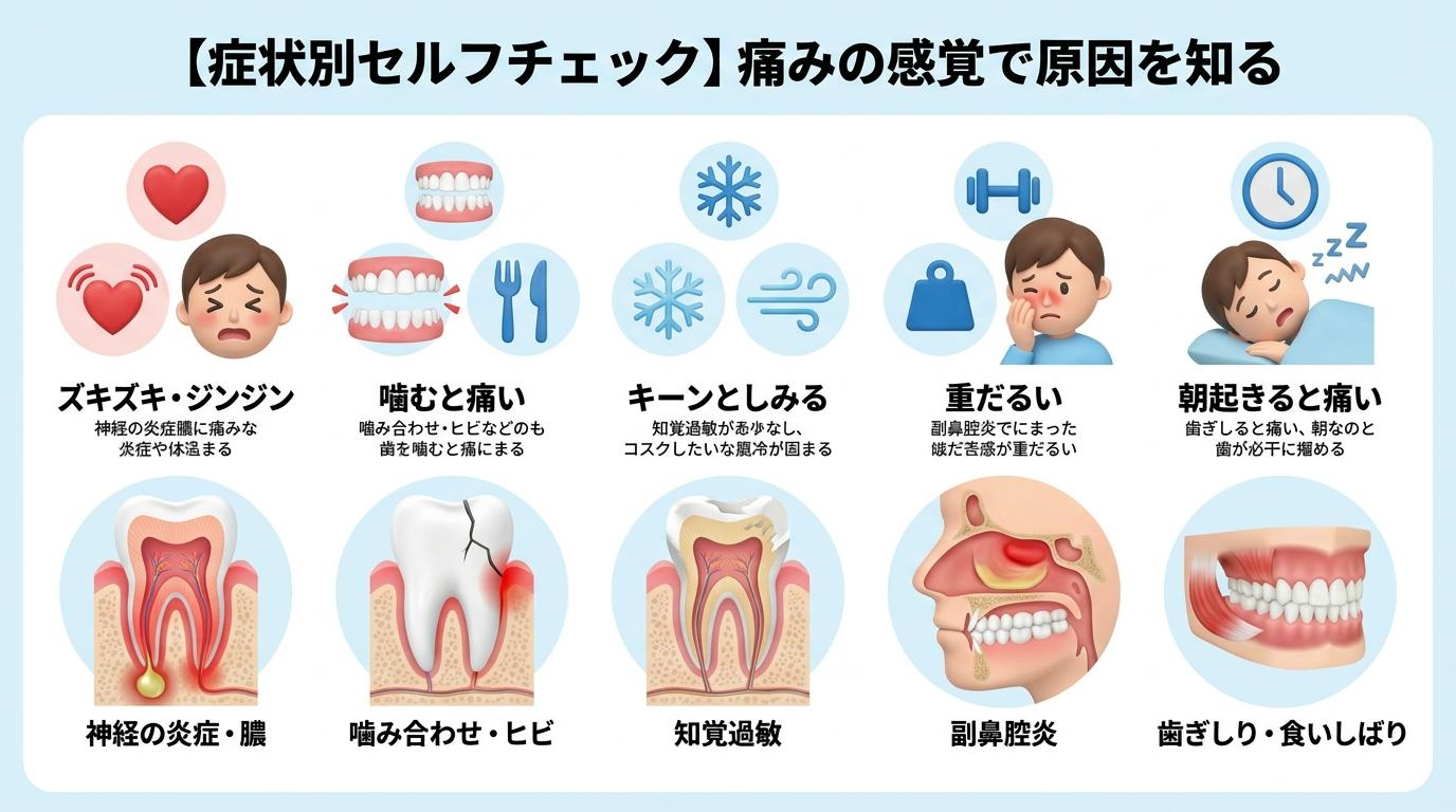 【症状・感覚別】私の痛みはどれ？原因セルフチェック
